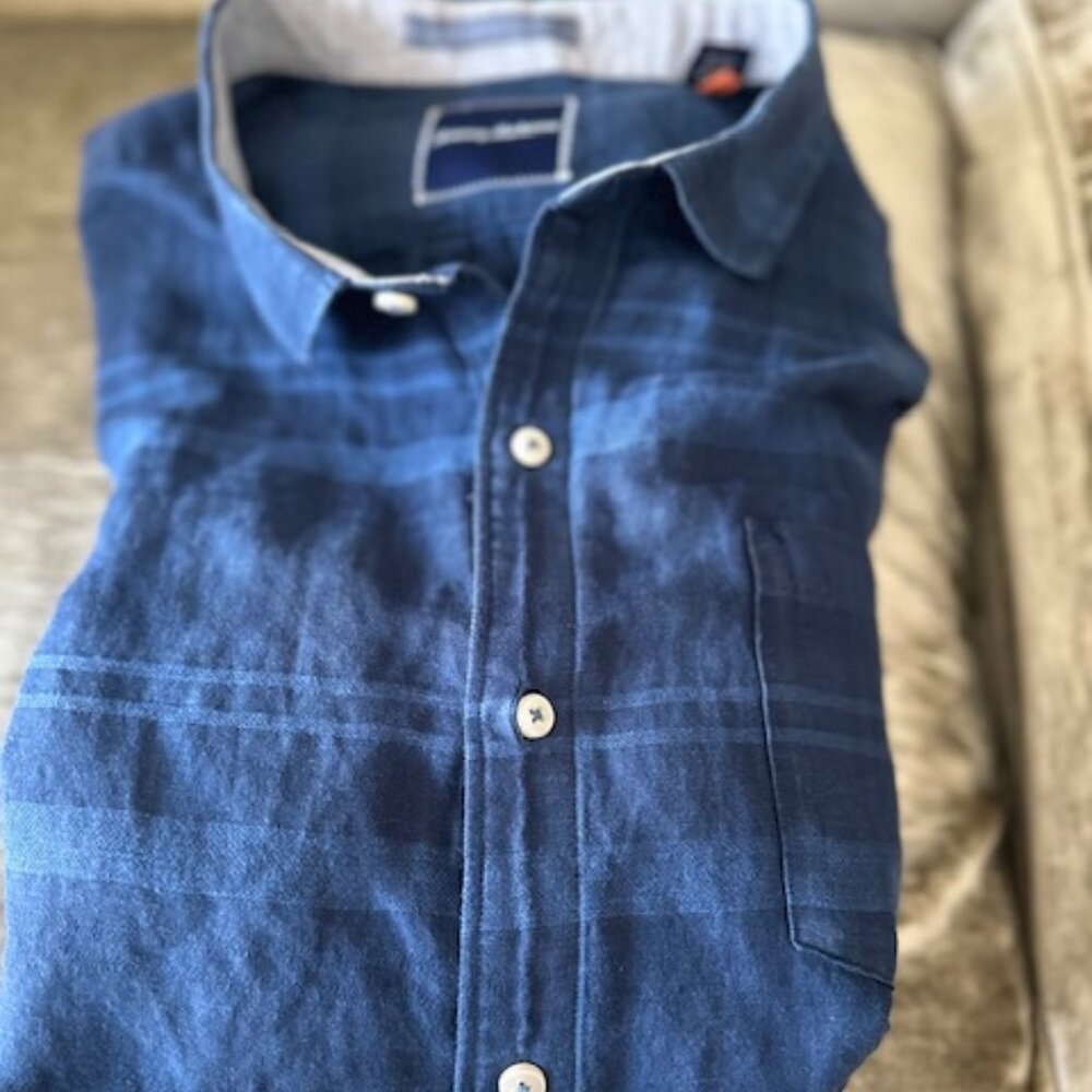 Men's Tommy Bahama Linen Blend L/S Shirt. XXL Blue